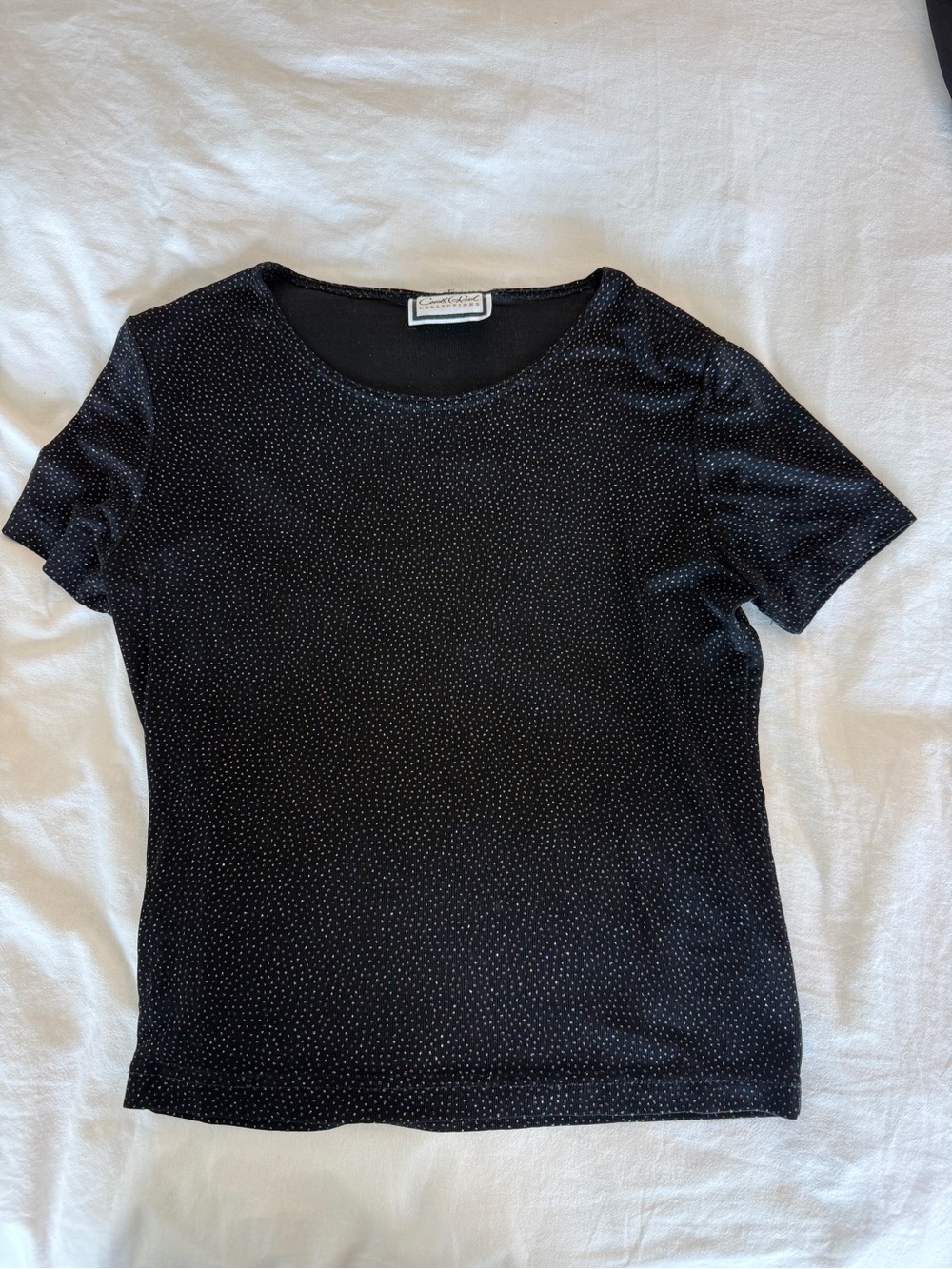 Vintage Black Rainbow Sparkle Short-Sleeve Women's Top
